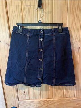 Cato Dark Blue Button-Front Midi Skirt